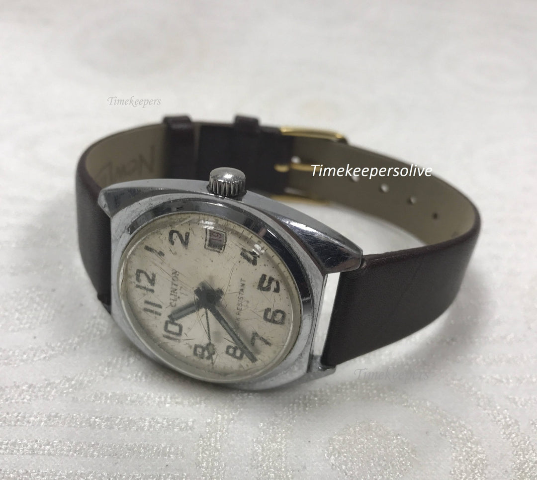 a030 Vintage Original Clinton Shock Resistant Stainless Steel 17J Men's Wrist Watch