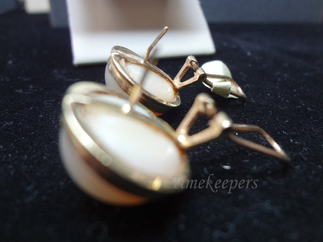 a1100 Beautiful Half Pearl Pierced Earrings set in 14k Gold