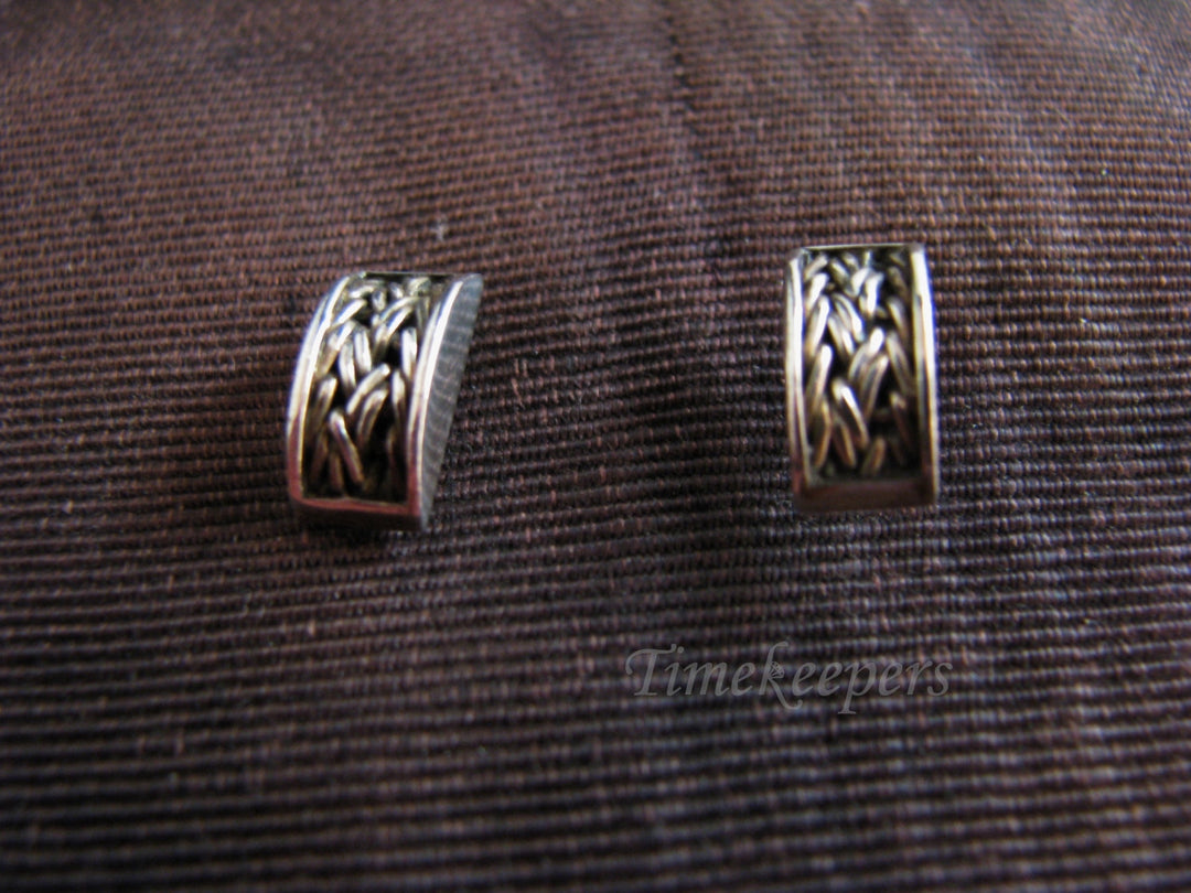 c036 Beautiful Sterling Silver Braided Half Circle Post Pierced Earrings