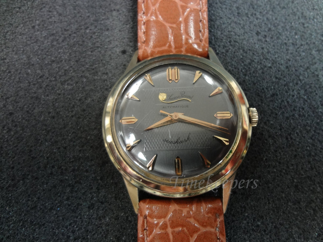 a228 Vintage 1960s Men's Lucien Piccard Automatic Seashark Watch 10k Gold Filled