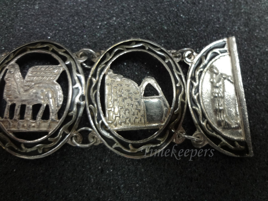c230 BEAUTIFUL! Sterling Silver Cut out Medallion Link Bracelet