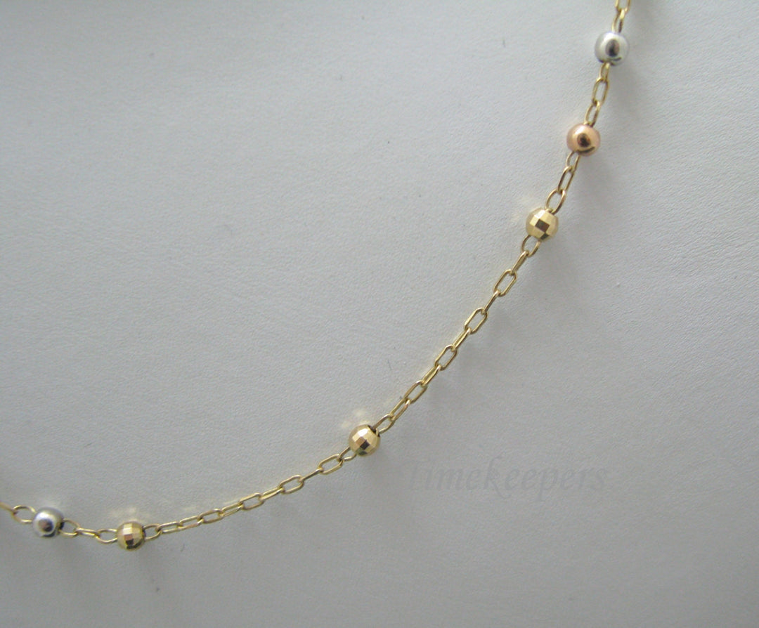 a1097 Beautiful Multi Color Gold Chain and Bead Necklace in 14 k