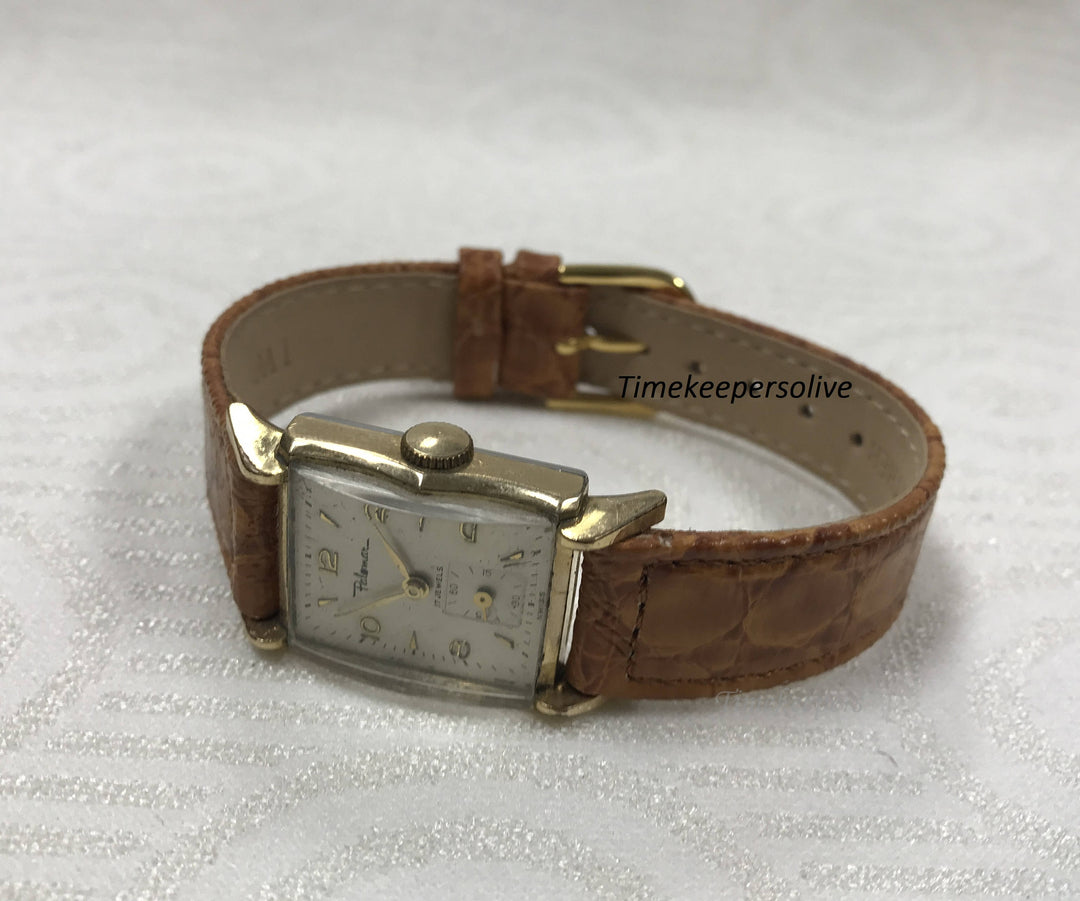 a238 Vintage Original Palomar Swiss 17J Elegant 10K RGP Steel Mechanical Wrist Watch