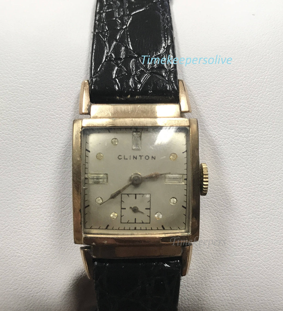 a258 Vintage Original Clinton Swiss Stainless Steel 17J Mechanical Wrist Watch