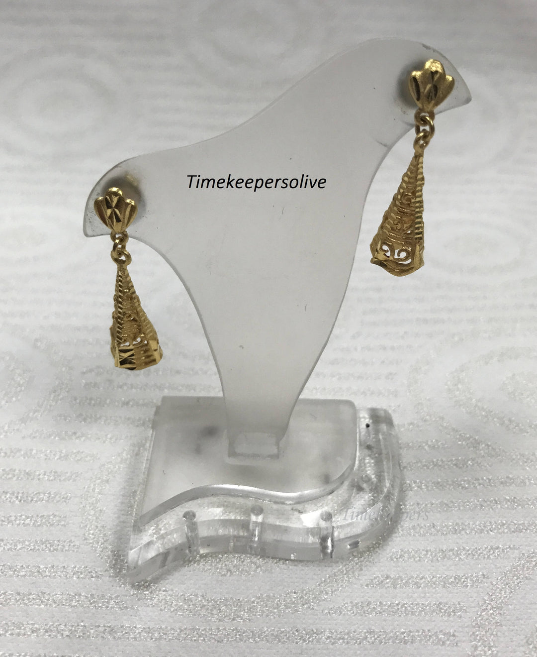 c616 Elegant Vintage Pierced Dangle 18kt Yellow Gold Drop Earrings