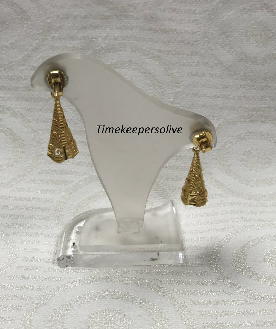 c616 Elegant Vintage Pierced Dangle 18kt Yellow Gold Drop Earrings
