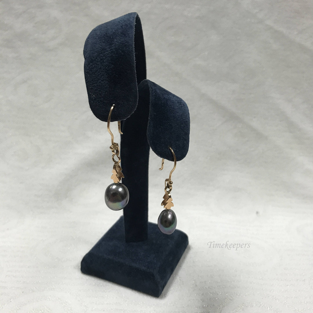 a448 Vintage 14k Rose Gold Dangle Pierced Tahitian Pearl Earrings + Free Gift