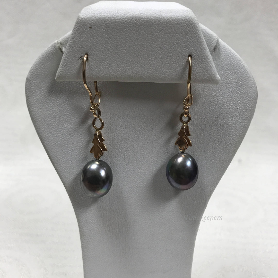 a448 Vintage 14k Rose Gold Dangle Pierced Tahitian Pearl Earrings + Free Gift