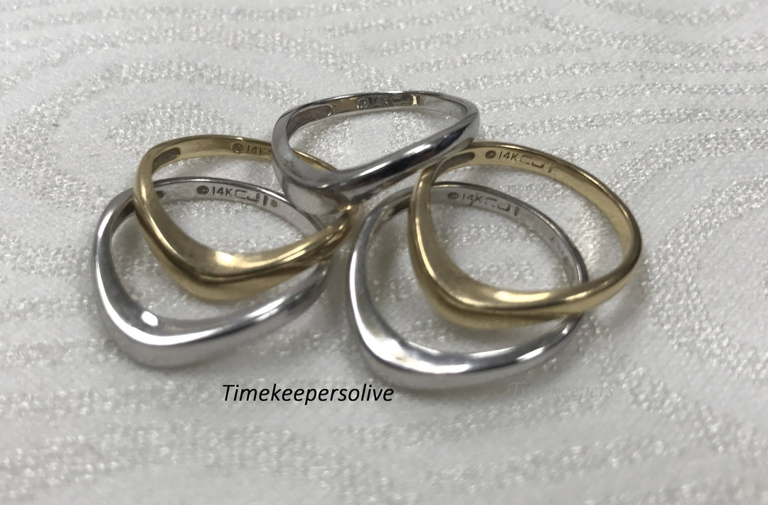 a536 Elegant Vintage Classic 5 Stackable Bands Rings 14k White Yellow Gold 7.25
