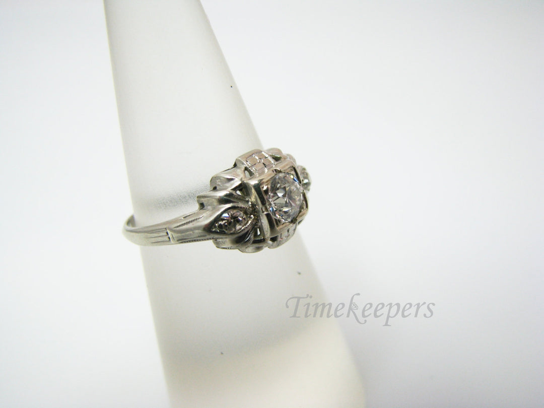 a336 Beautiful Vintage .35 ct Center Diamond in 14k White Gold Size 5.75