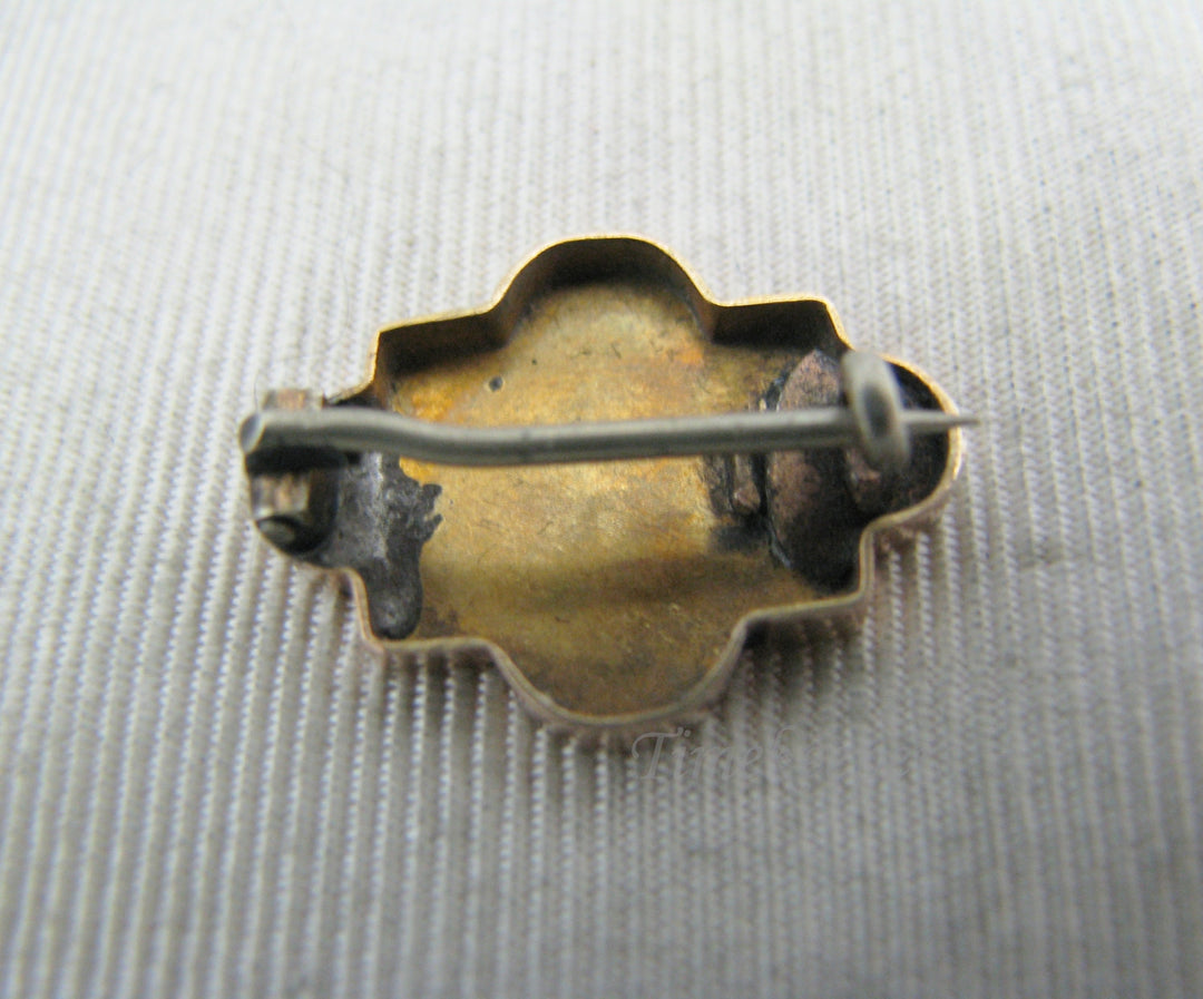 a630 Lovely Vintage Small 9k Yellow Gold Brooch Pin with Rose Ornament