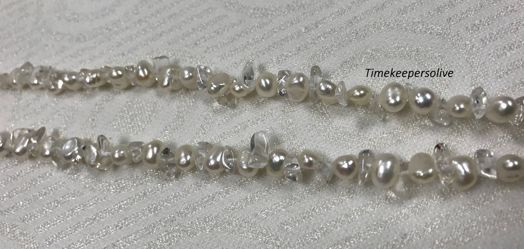 a939 Amazing Timeless Classic Fresh Water Pearls Crystals 32" long Beaded Necklace