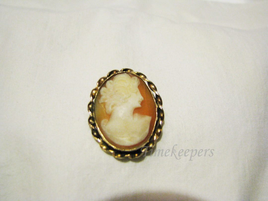 c210 Vintage Cameo in Yellow Gold Filled Setting Convertible Brooch or Pendant