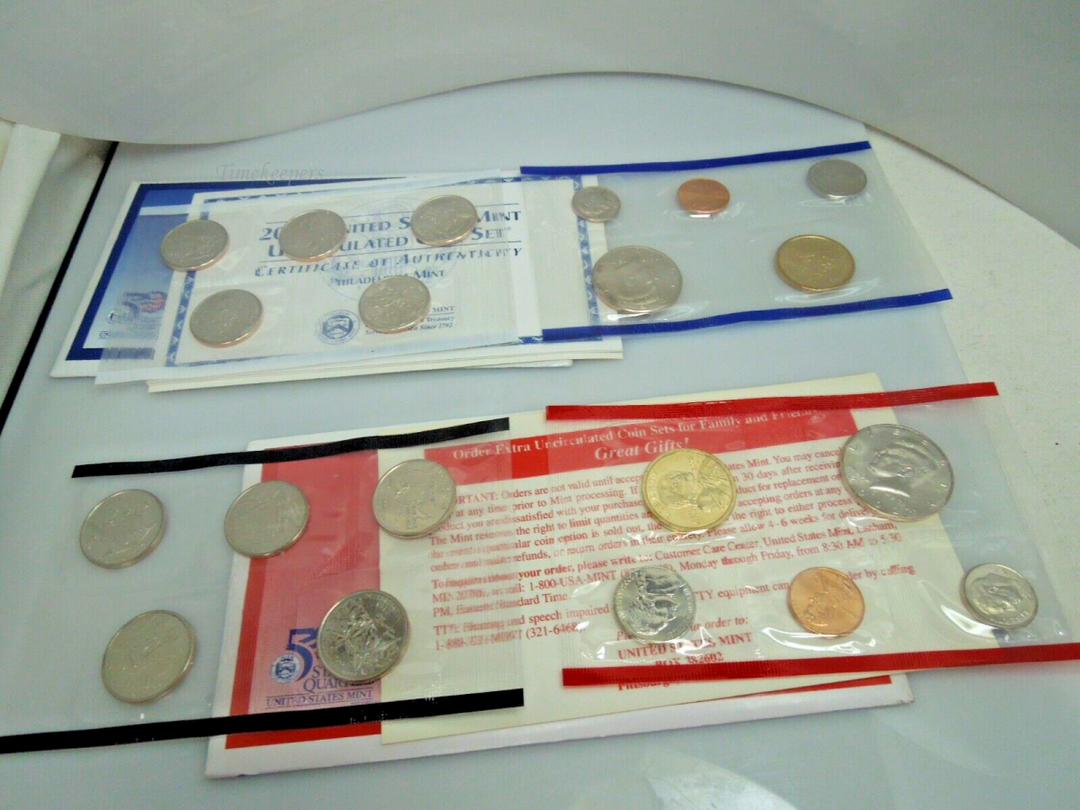 t090 2002 US Mint Uncirculated Coin Set with COA'S Denver Philadelphia 20-COINS!  