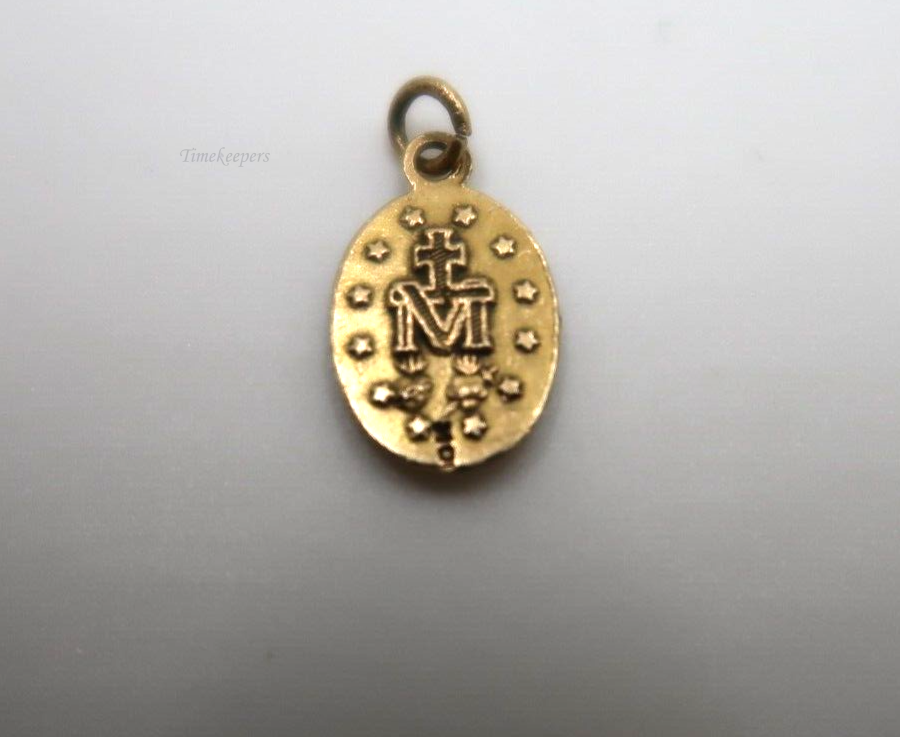 t187 Religious antique French vermeil 10kt Yellow Gold medallion pendant Miraculous medal of Immaculate Conception of Holy Virgin Mary.