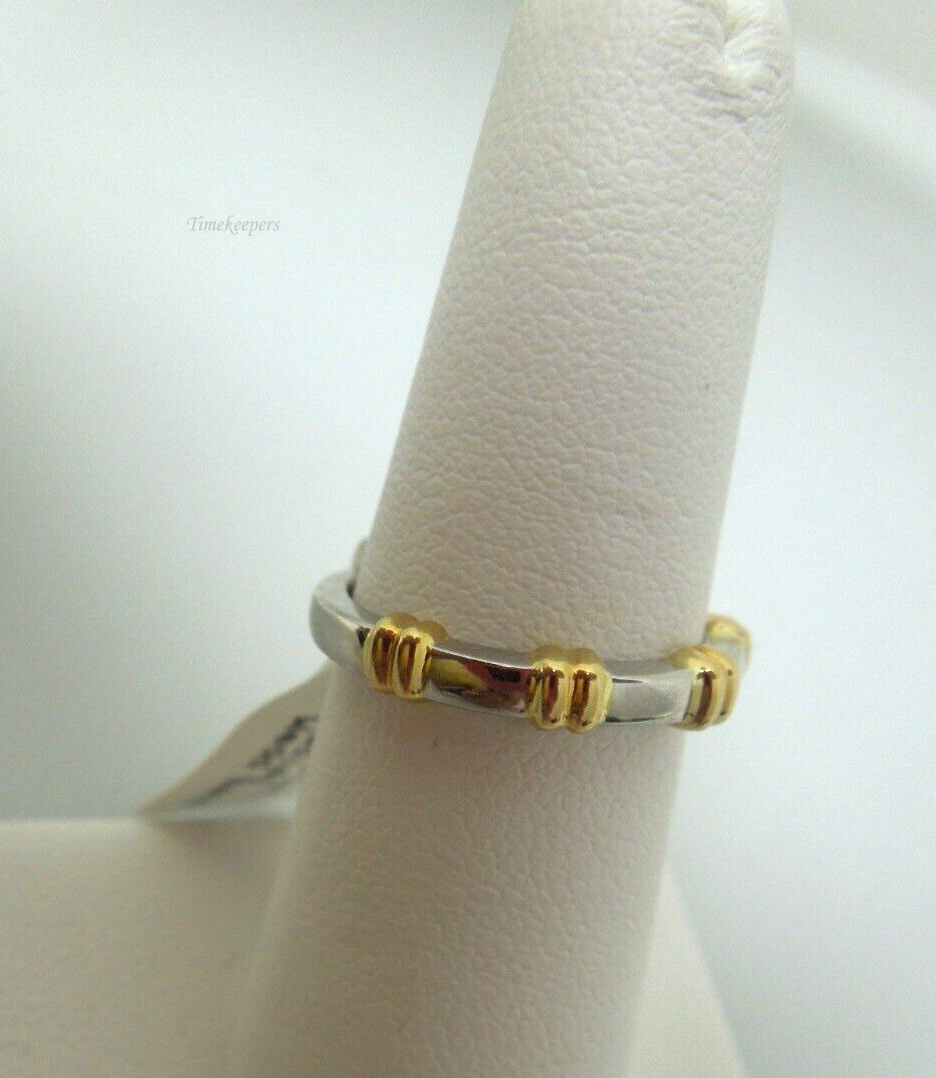 t113 Ladies Wedding Band in 18kt Yellow Gold Cross Rails and Platinum Ring Size 6(US) Signed