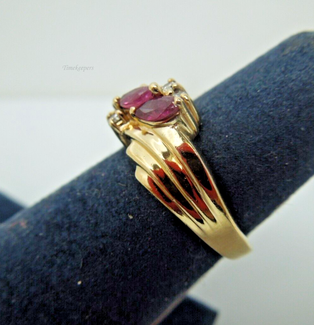 s857 14kt Solid Yellow Gold Ruby Diamond .02 cts Ring Size  5.25(US) Signed