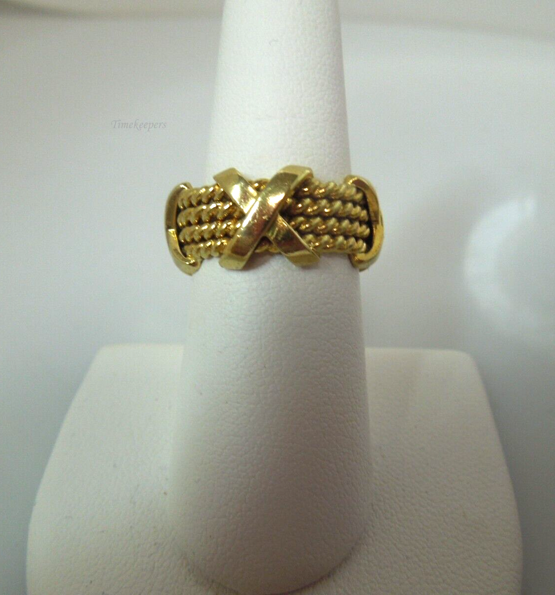 t117 18kt Yellow Gold Twisted 4 row X Band Ring Size 7(US) Signed,18kt Solid Yellow Gold Ring,Gold Ring in 18kt,Pure Gold Ring