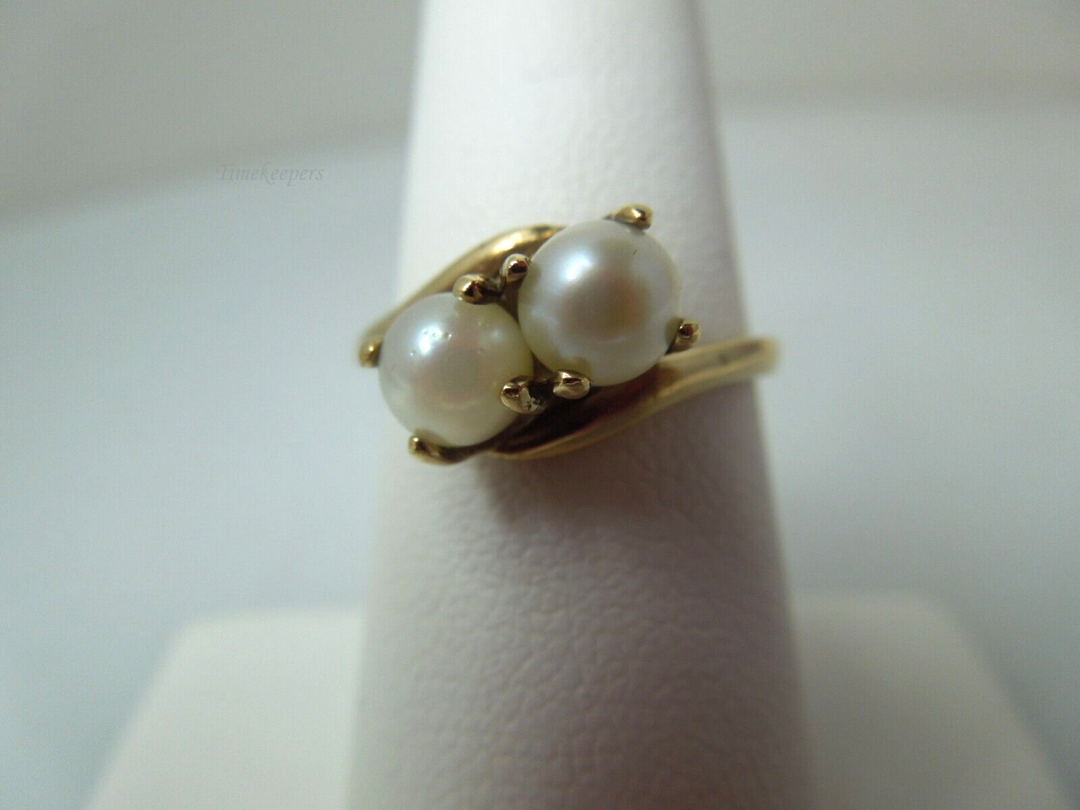 s869 10kt Yellow Gold Pearl Ring Size 7 3/4(US) Signed