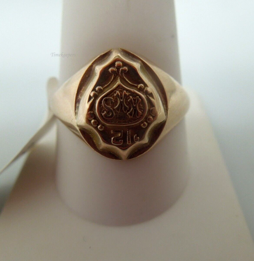 s197 (10kt ) Rose Gold 1912 HHS Ring Size 10 3/4 Signed 6.6g