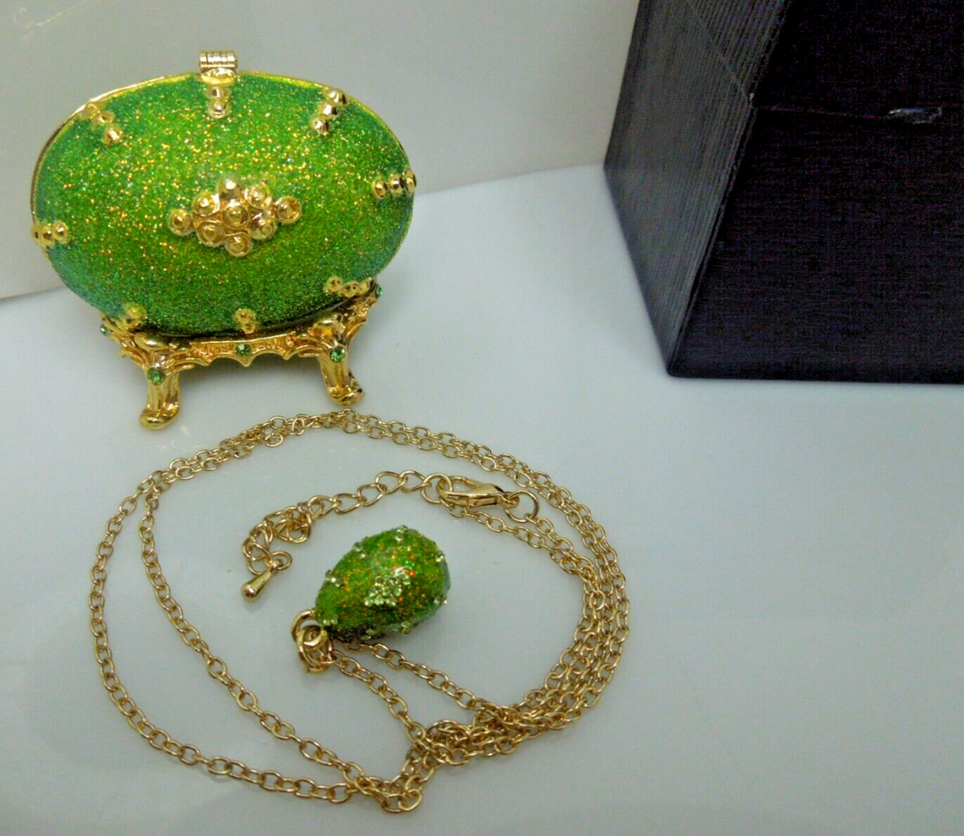 t128 Stauer Innessa Egg and Necklace 34660 & 32375 Choose Green or  Black