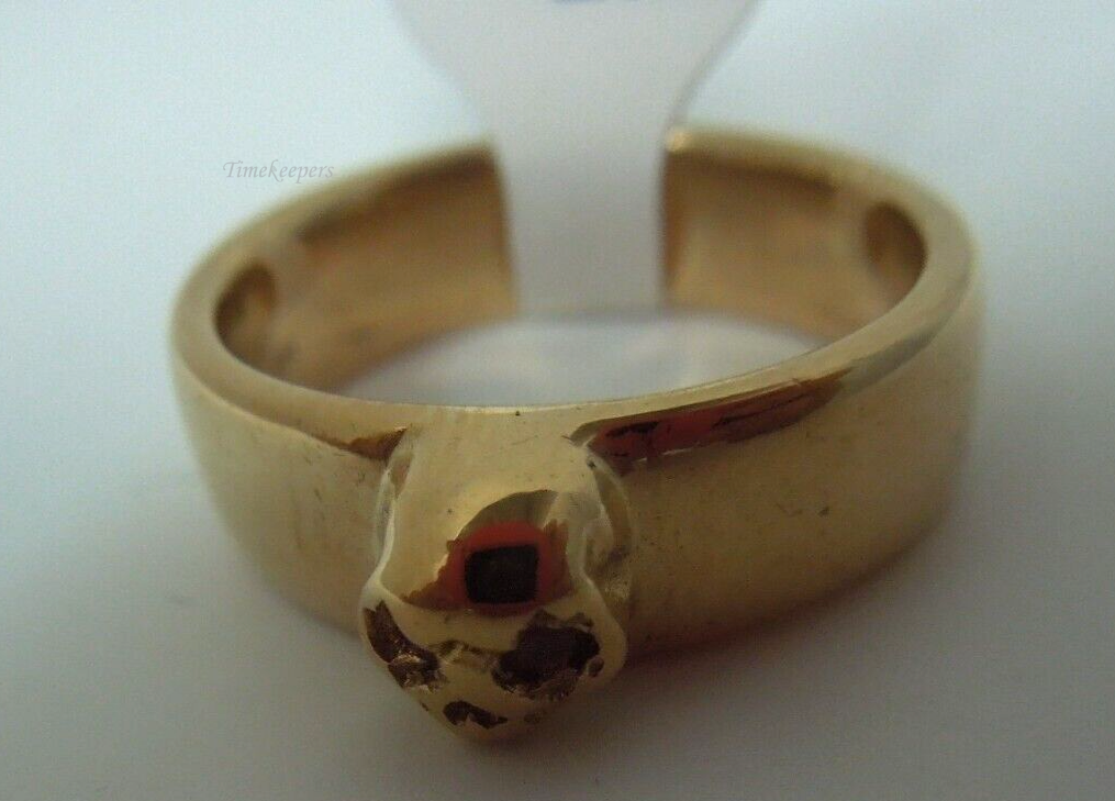 s415 14kt Rose Gold Ruby Eyed Skull Ring Size 9(US) Signed 10.1g