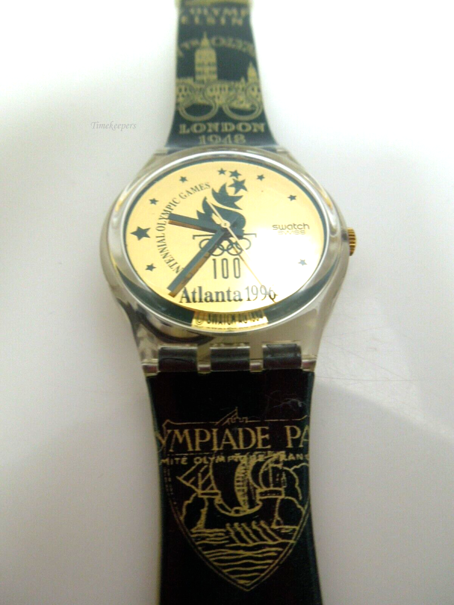 s479 SWATCH Watch "Dan Jansen / Atlanta 1996" GZ136 1994 Retro Green Gold