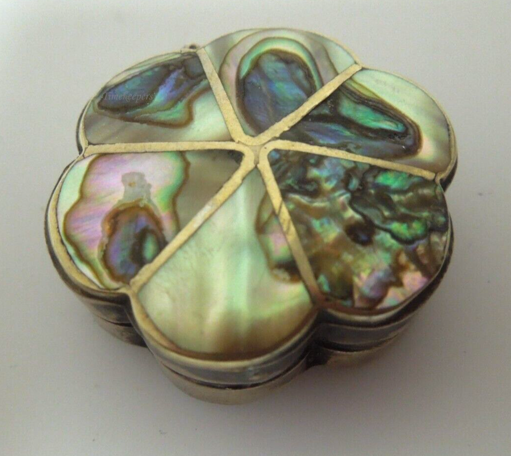 s321 Sterling Silver miniature Box with Abalone shell Mexico FH 925 signed by maker pill ring box 1940's 11.5 grams