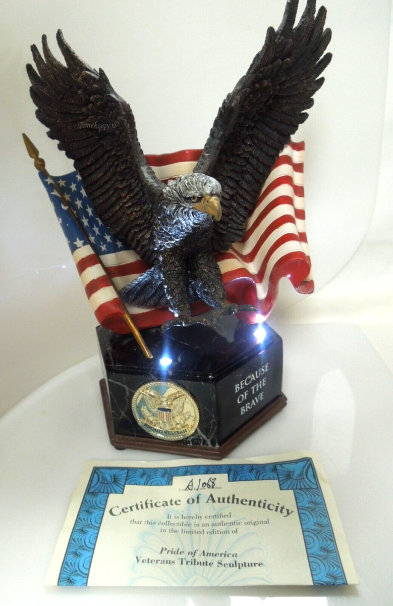 s515 Pride of America Veterans Tribute Sculpture with lights and Certification of Authenticity