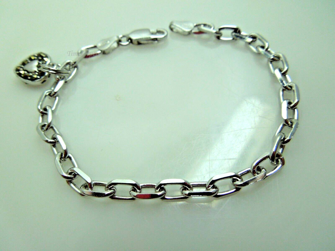 s716 Sterling Silver cable Link Charm Bracelet