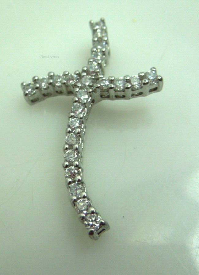 s719 Solid Sterling Silver Cubic Zirconia Cross Pendant