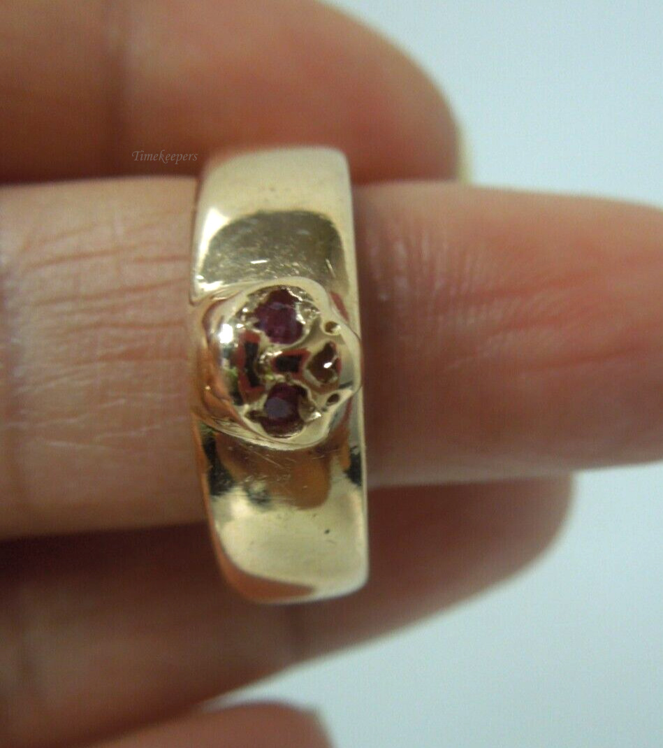 s415 14kt Rose Gold Ruby Eyed Skull Ring Size 9(US) Signed 10.1g