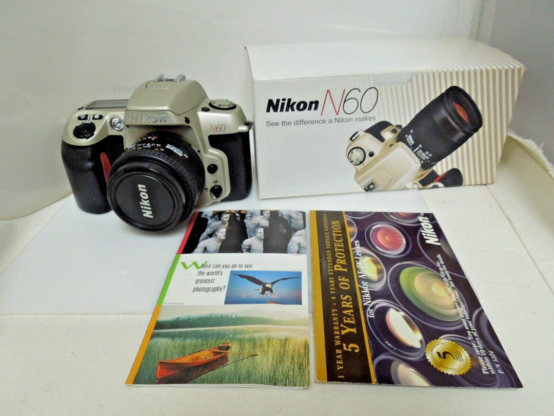 s608 Nikon N60 35mm Camera W/ Nikon AF Nikkor with Booklet and original Box  