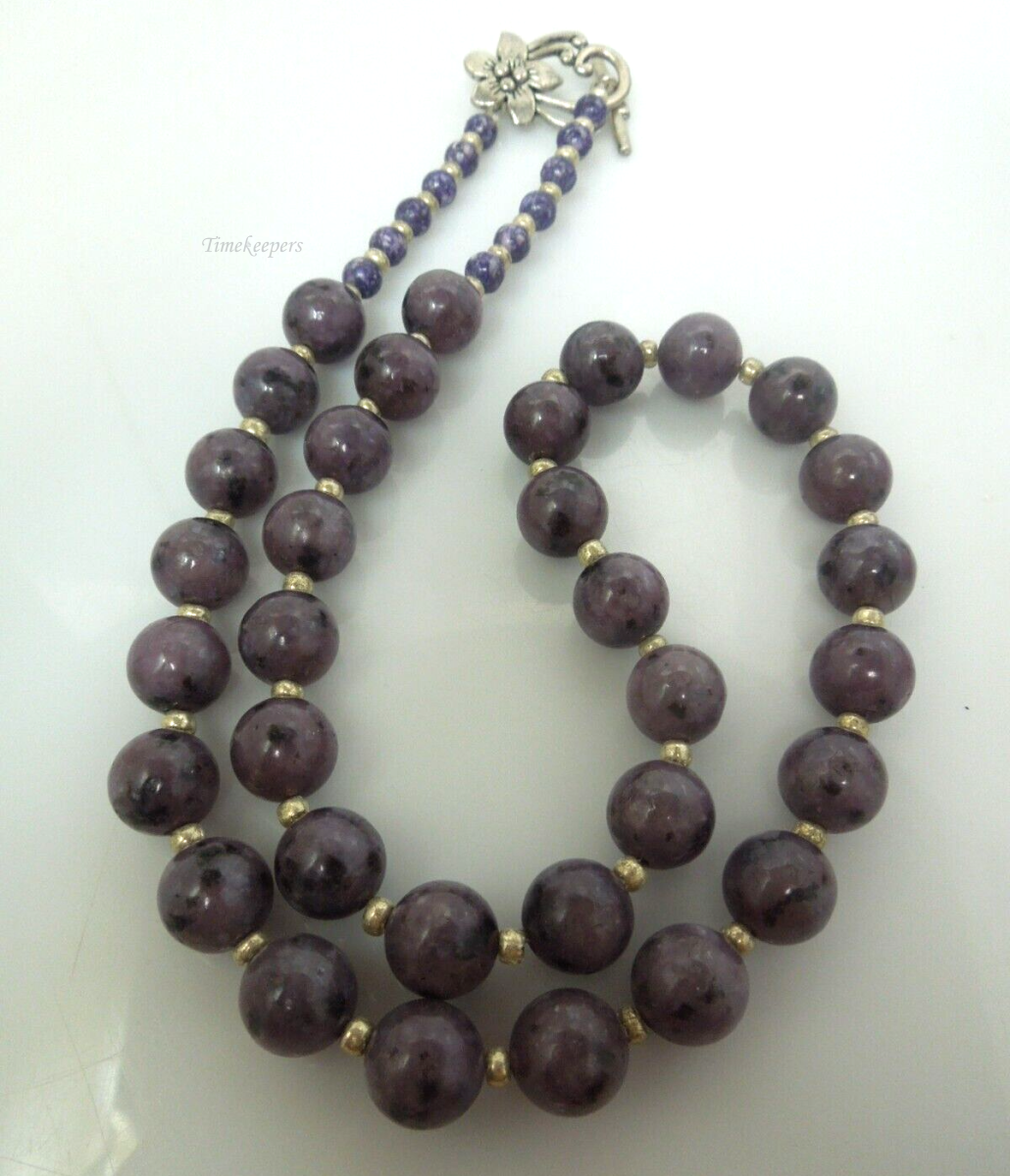 t138 Russian Charoite Gemstone Beaded Necklace 23"  