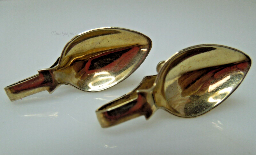 s649 Vintage Sterling (just the name) Gold Tone Spoon Shaped Earrings