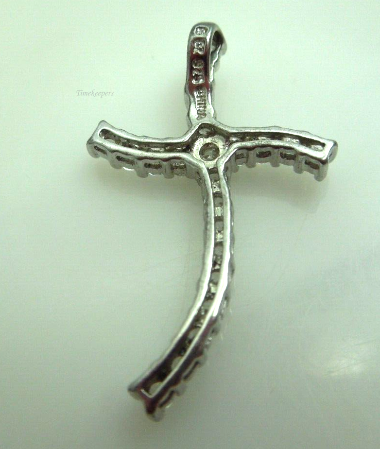 s719 Solid Sterling Silver Cubic Zirconia Cross Pendant