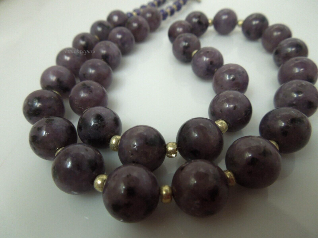 t138 Russian Charoite Gemstone Beaded Necklace 23"  