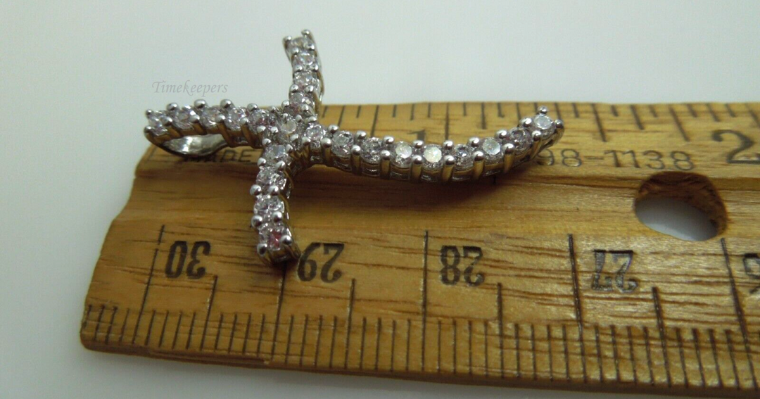 s719 Solid Sterling Silver Cubic Zirconia Cross Pendant