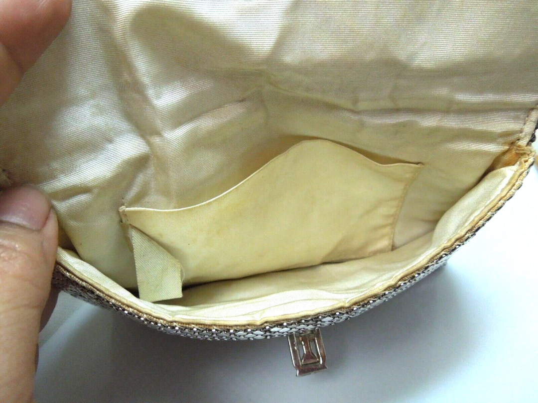 Silver Sac Coeur mini studded-mesh clutch bag, Saint Laurent