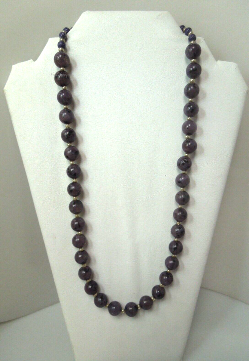 t138 Russian Charoite Gemstone Beaded Necklace 23"  