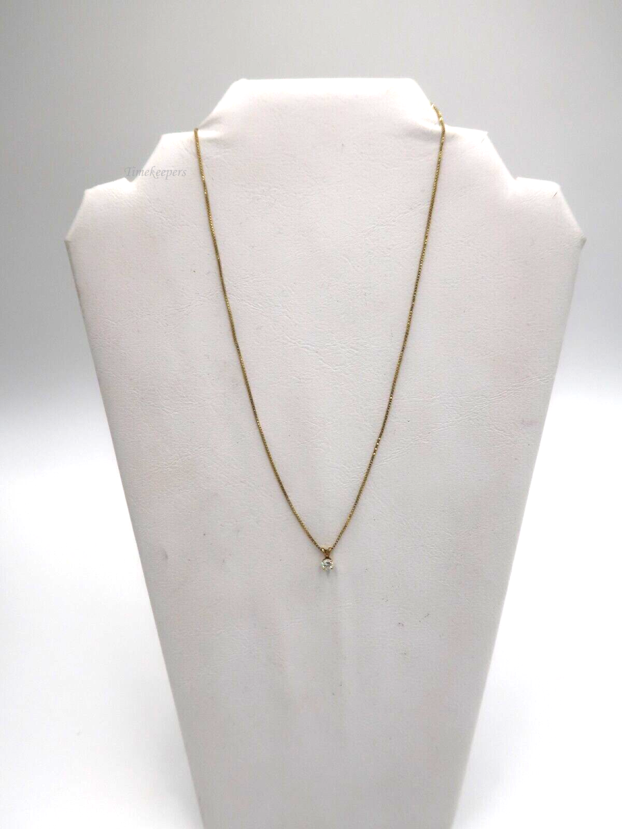 t180 14kt Yellow Gold Box Chain 18" Diamond 0.35 cts Pendant Necklace  