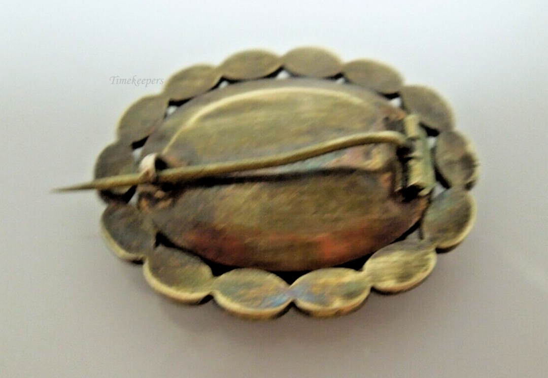 s978 Antique Gold Filled Seed Pearl Mourning Hair Jewelry Brooch Pin Victorian Era with missing onyx