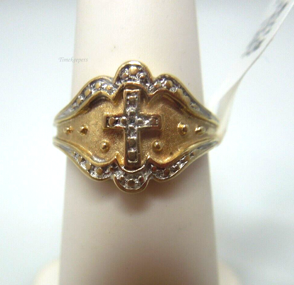 s177 10kt Yellow Gold Cross Ring Size 4.25(US) Signed