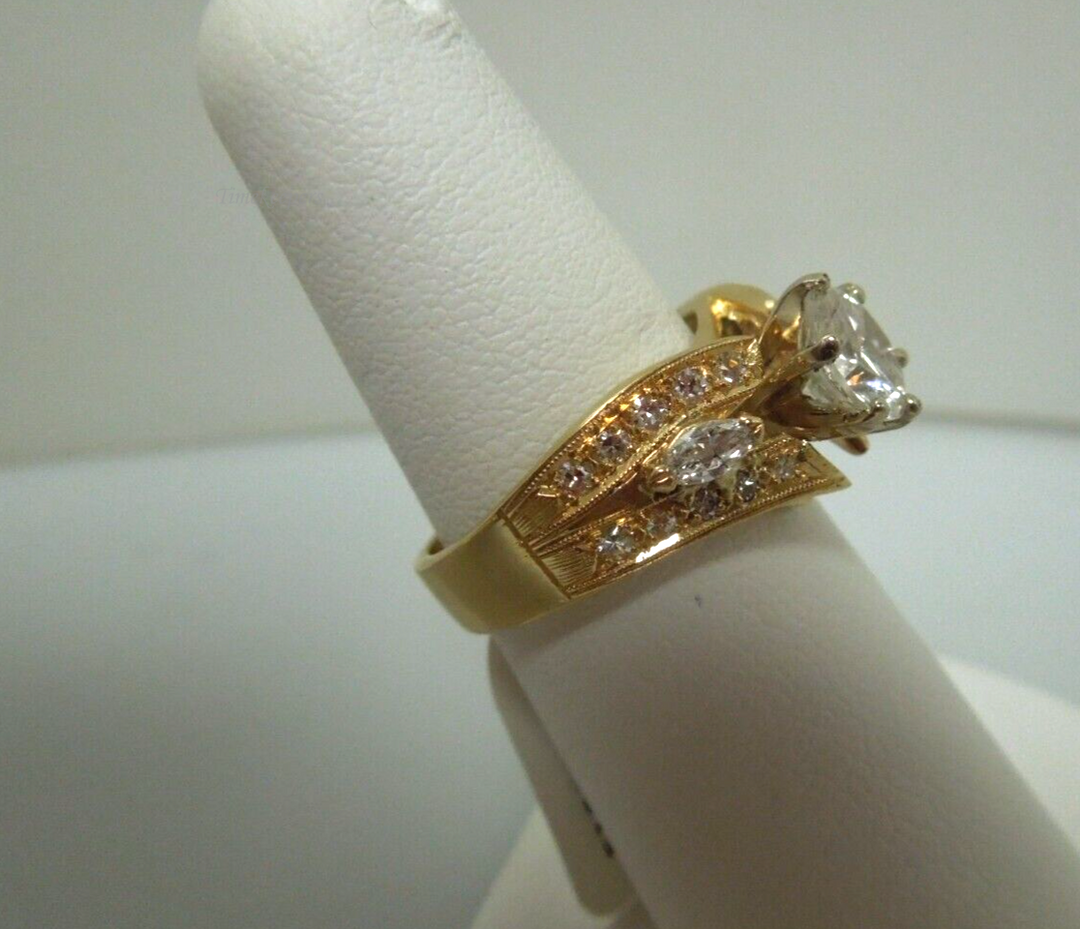 s997 14kt Yellow Gold Diamond 1.75 cts Engagement Ring Size 6 1/2(US) Signed 6g