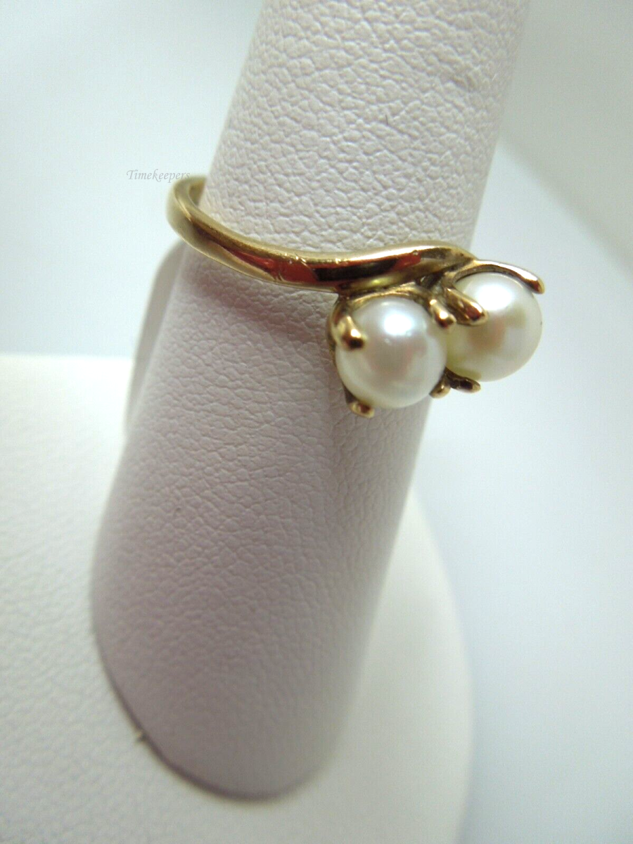 s869 10kt Yellow Gold Pearl Ring Size 7 3/4(US) Signed