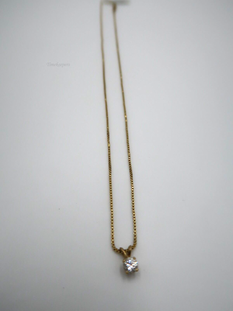 t180 14kt Yellow Gold Box Chain 18" Diamond 0.35 cts Pendant Necklace  