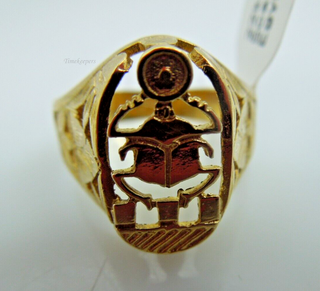 s863 18kt Solid Yellow Gold Scarab Egyptian Ring Size 9 1/2(US) Unisex