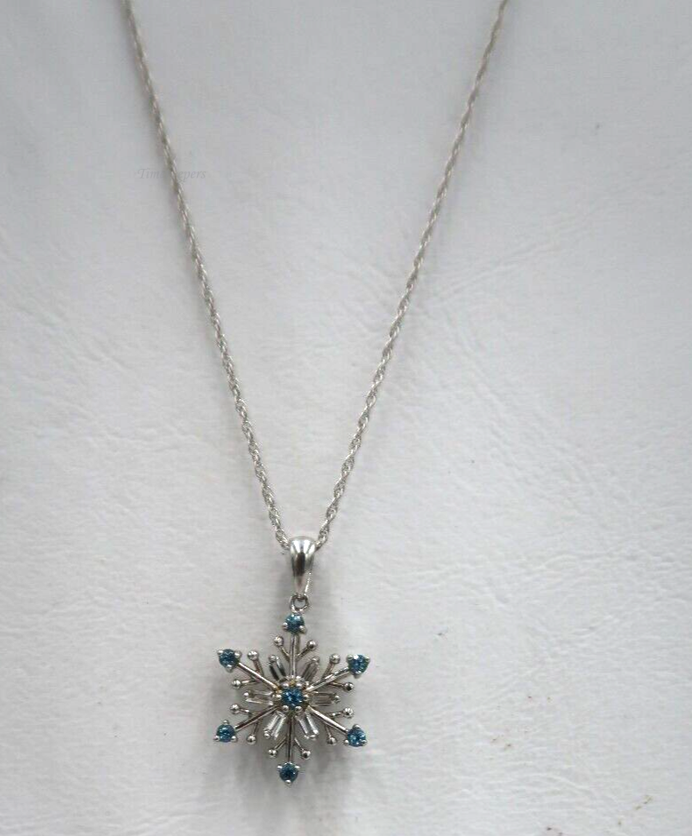  t234 Bridge Precious and semi blue topaz Sterling Silver Snowflake Pendant Necklace