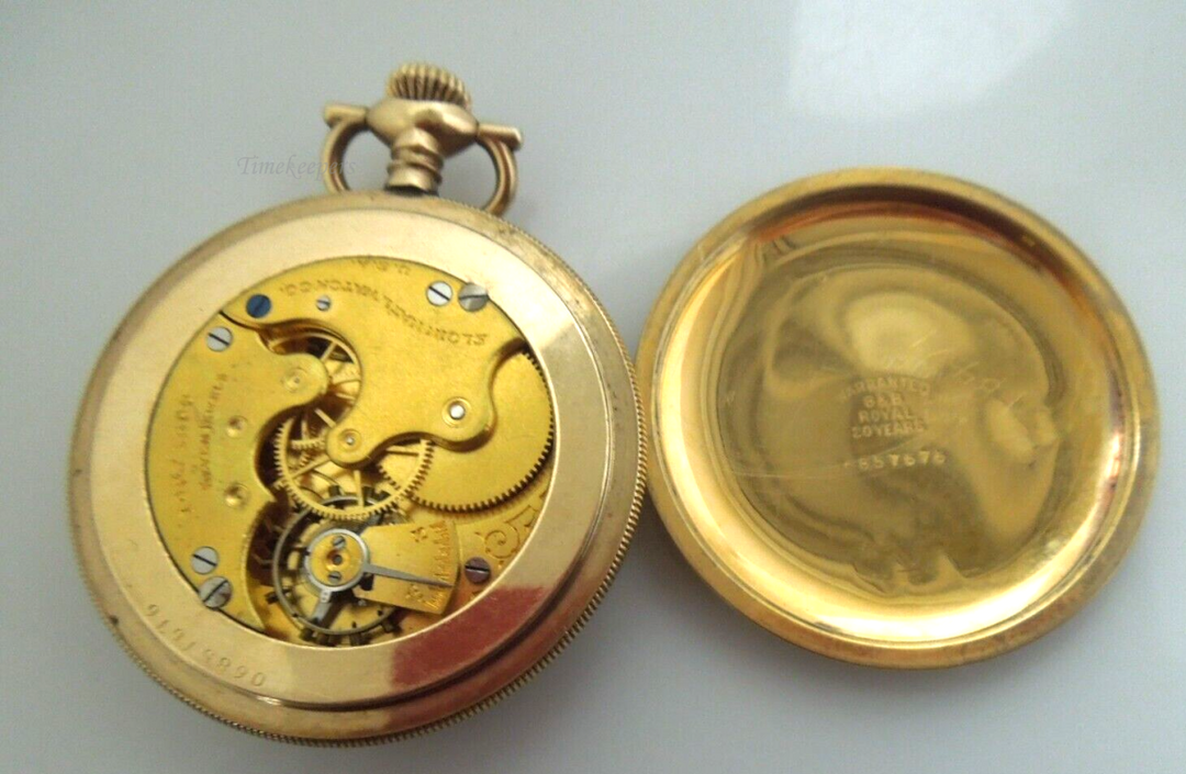 s255 Yellow Gold Filled Elgin Open Face Pocket Watch 7 Jewel Size 6 1916  