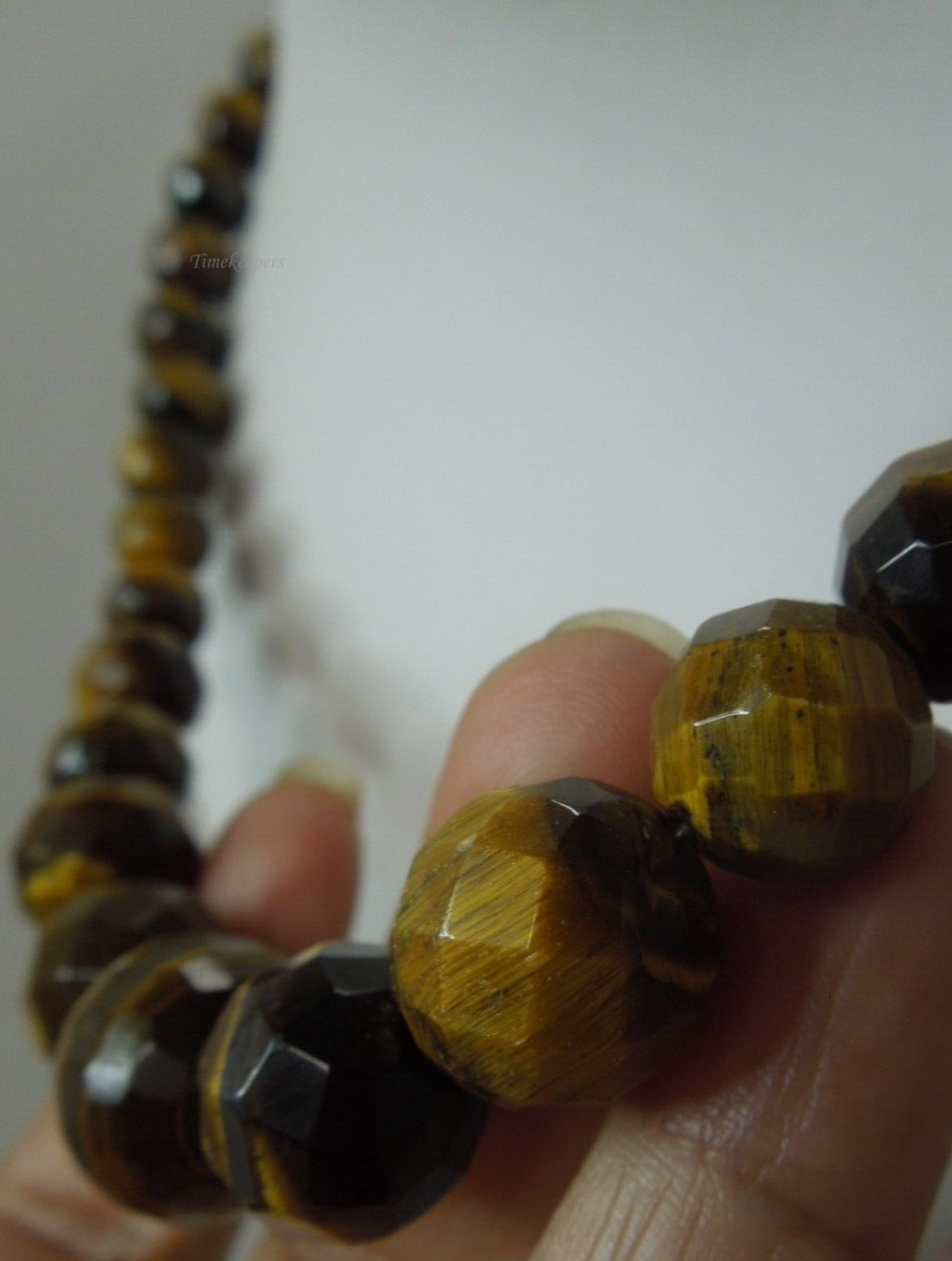 t132 Tiger eye Beaded Necklace with Sterling Silver clasp